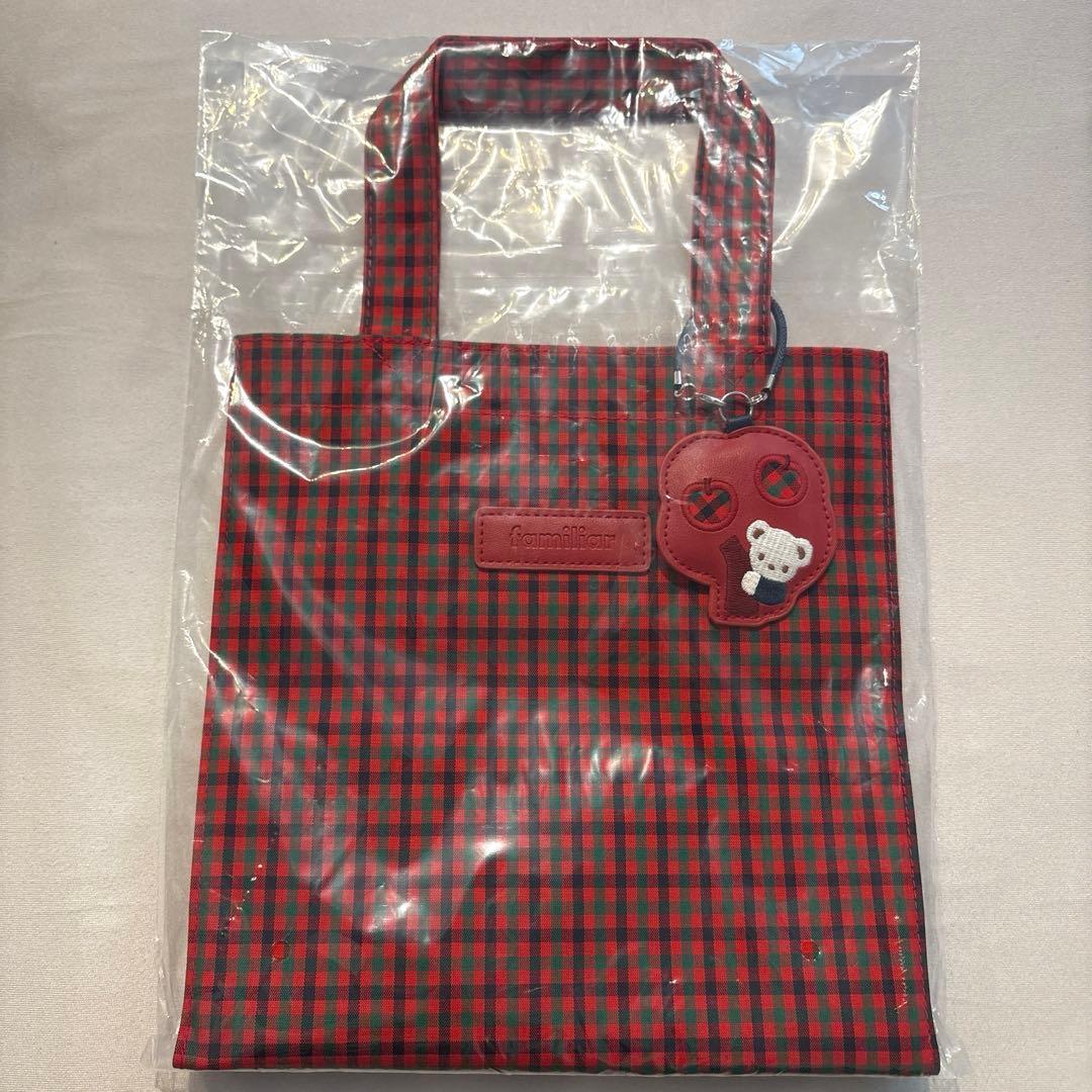 新品】ファミリア familiar 赤 チェック トートバッグ 小 - メルカリ