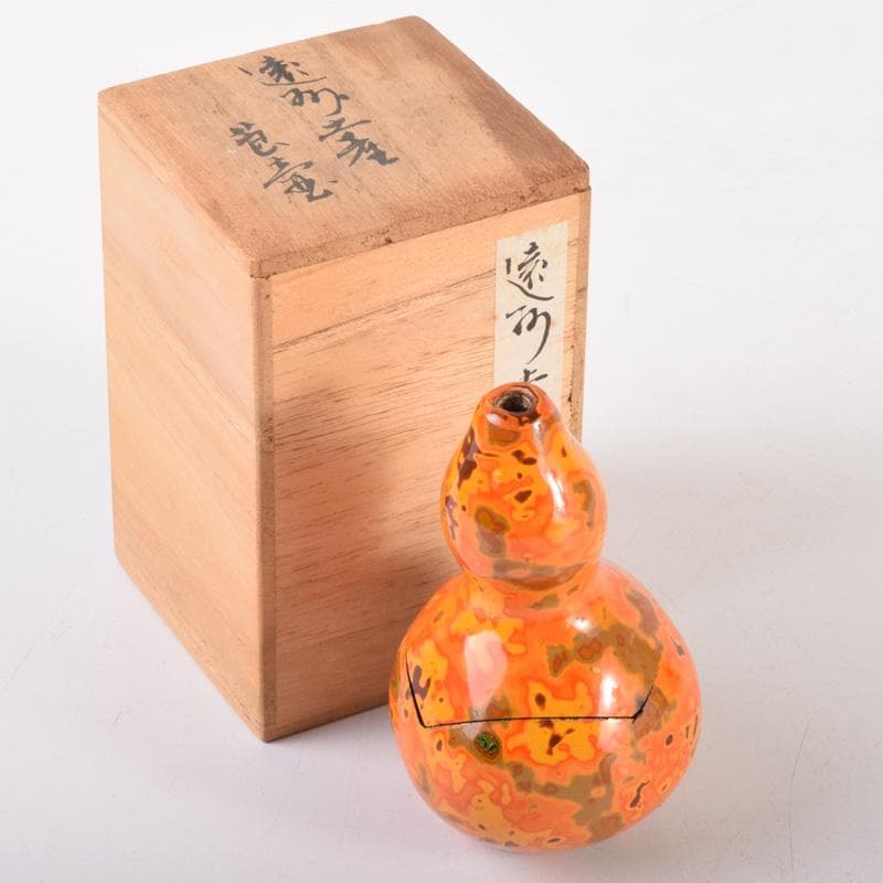 喫煙具　若狭塗　金虫喰塗　莨壷　煙草入　共箱　V　7189