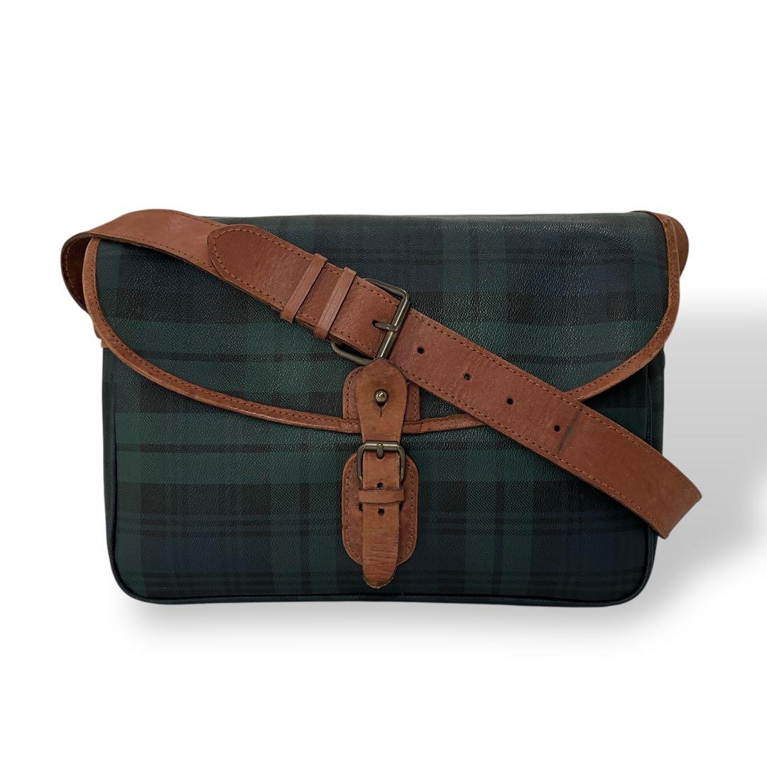 ポロラルフローレン　ブラックウォッチ　ショルダーバッグ　チェック柄　PVCレザー