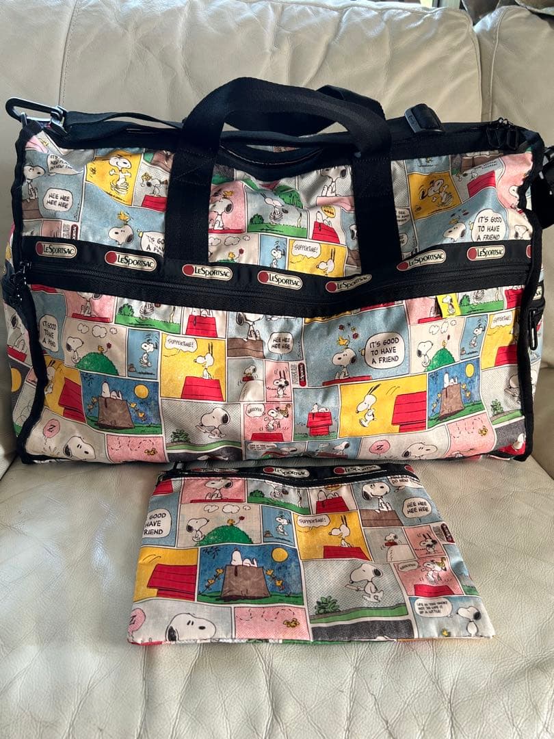 大容量　美品 2wayレスポートサックボストンバッグスヌーピーポーチ付き SNOOPY（スヌーピー） ボストンバッグ ピーナッツ PEANUTS SNOOPY 大