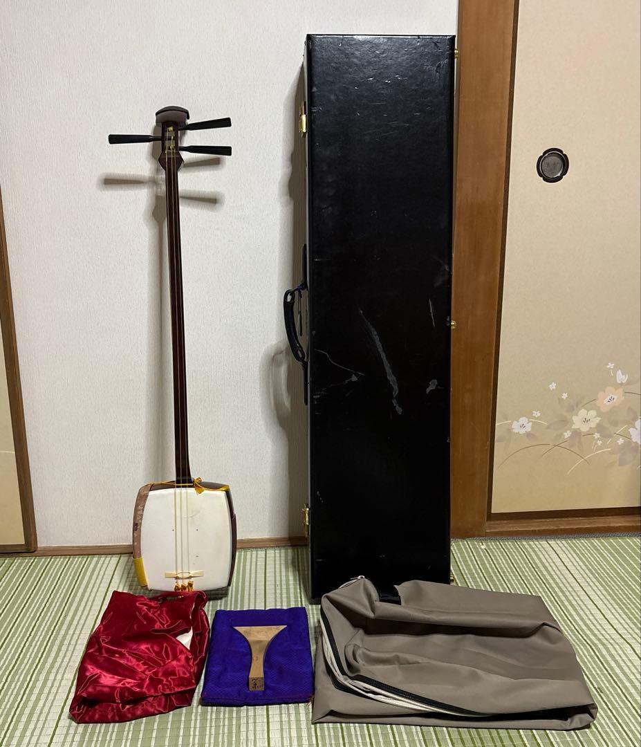 三味線　バチ　三絃駒　木製ハードケース 　和楽器　弦楽器　ケースカバー