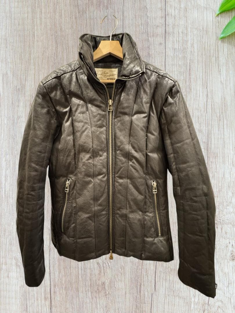 AVIREX ライダースダウン ゴートレザー デュポン社製ライナー 黒 L