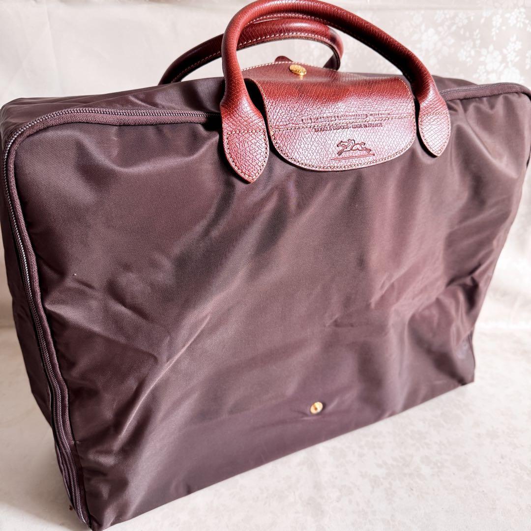 レア✨ロンシャン トラベルバッグ トランク ボックス ブラウン 折り畳み