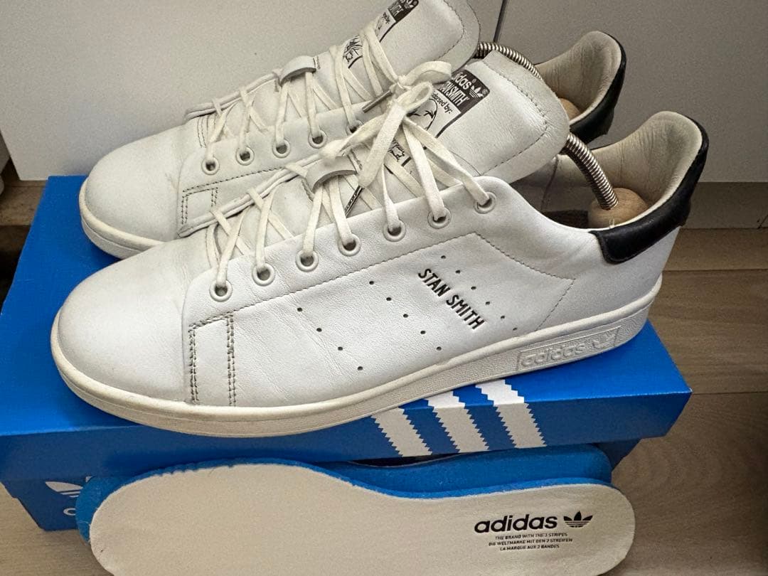 スタンスミス Lux (上位モデル)天然皮革 白黒 27cm シューキーパー付属