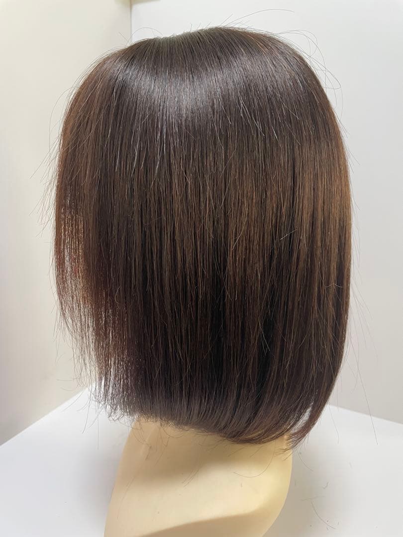 フルウィッグ人毛100%人毛ウィッグ医療ウィッグボブストレート広い頭皮