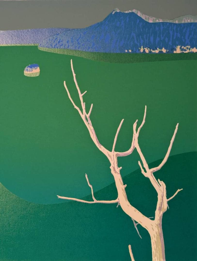 真作】版画 本間武男 シルクスクリーン 湖の朝Ⅱ 北海道風景 Z2 - メルカリ