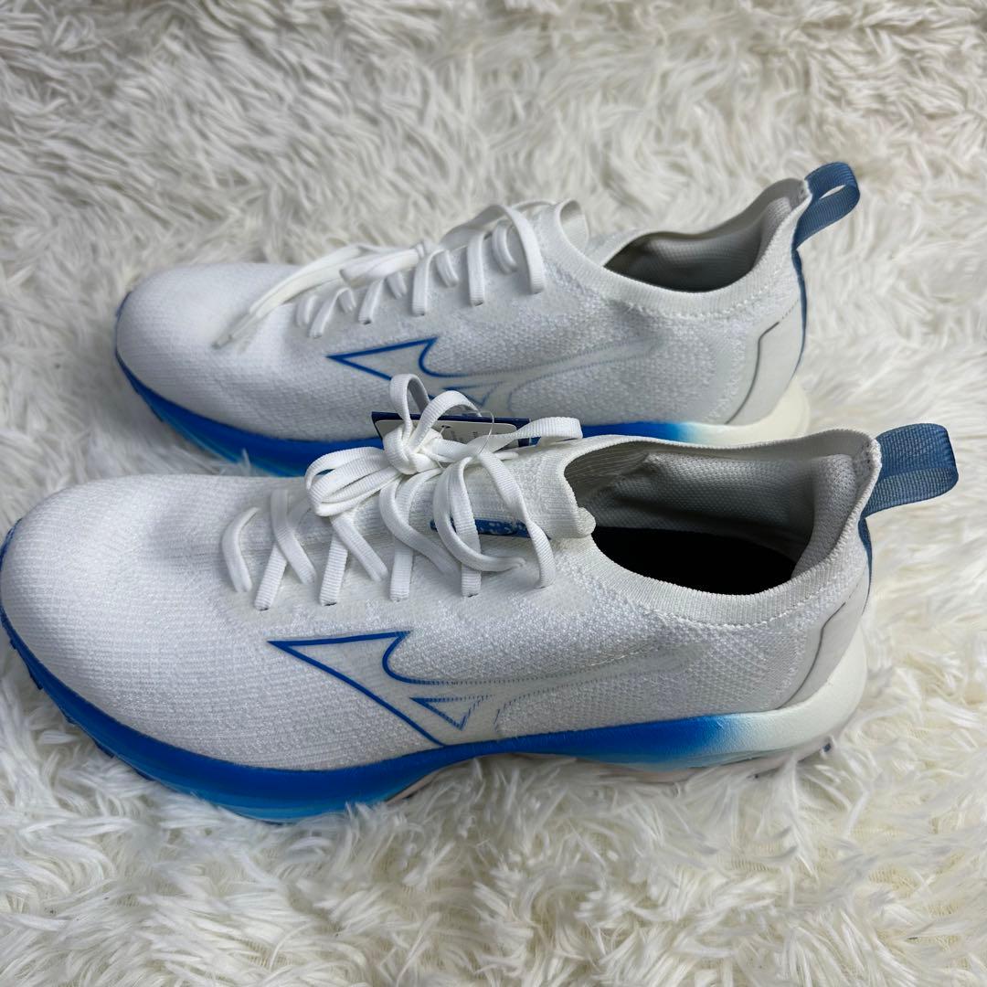 新品 Mizuno ランニングトレーニングシューズ ホワイトブルー 27.5cm
