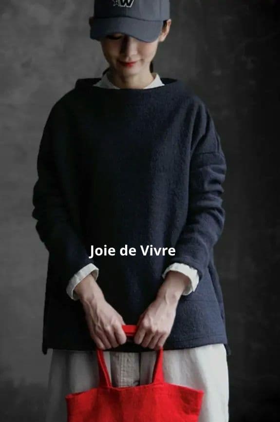 1754Joie de Vivre イタリアウールジャージボトルネックプルオーバ