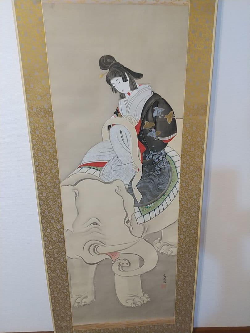 「江口の君」(普賢菩薩) 掛け軸 大幅