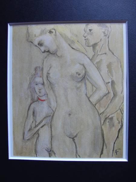 藤田嗣治、家族、希少画集画、新品額装付