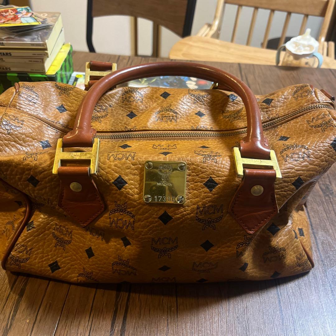 MCM ヴィセトス レザー ハンドバッグ ボストンバッグ ブラウン - メルカリ
