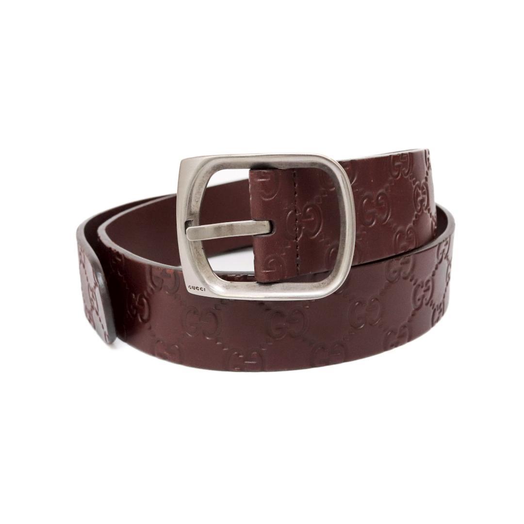 GUCCI グッチシマ 厚革ベルト 幅4cm 84cm±5 伊製 1058