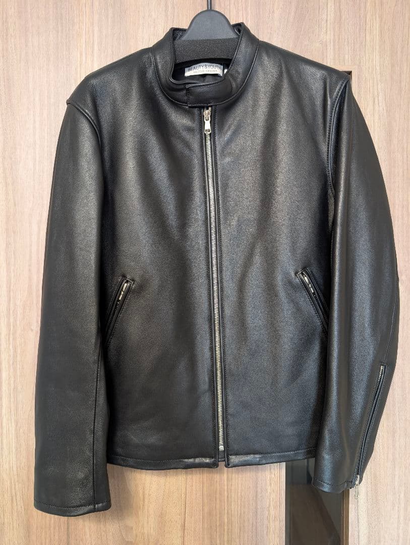 【新品未使用】羊革ブラック シングルライダースジャケット