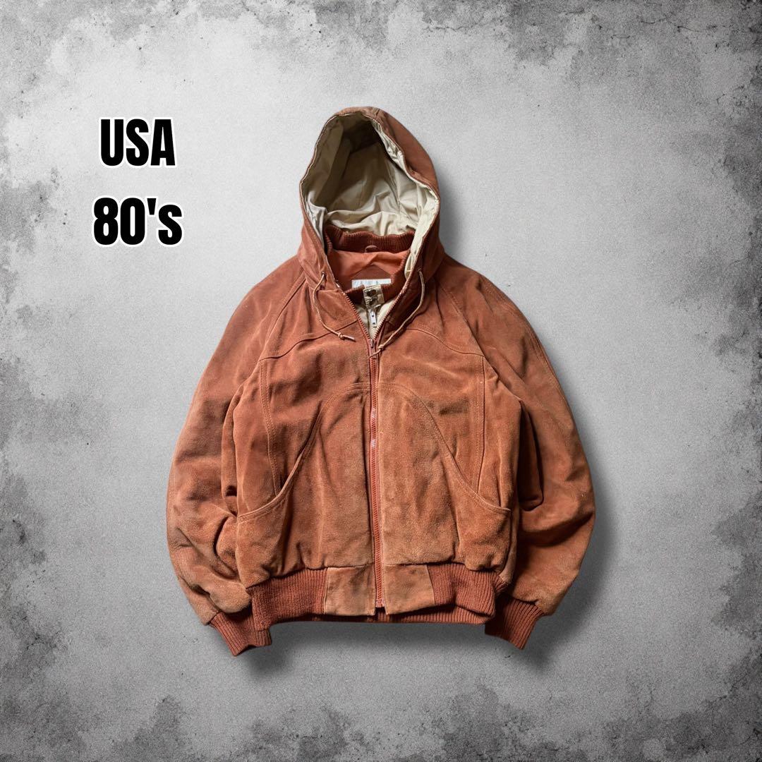 80s ヴィンテージ スエードジャケット 短丈 ドッキングレザーブルゾン USA
