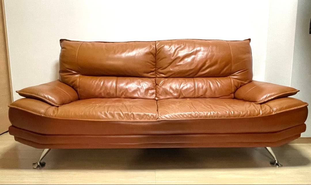 【本革・高級感】3人掛けレザーソファ ブラウン 牛革 クラシック ソファー ソファ 3人掛けソファ 3Pソファ チェスターフィールド 本革