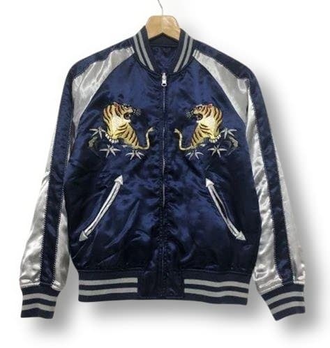 W*ん様 AVIREX アヴィレックス リバーシブル スカジャン 虎刺繍 ネイビ