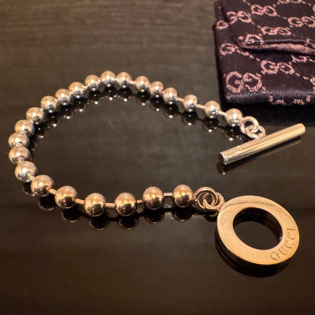 【美品】GUCCI　ボールチェーンブレスレット　サイズ18