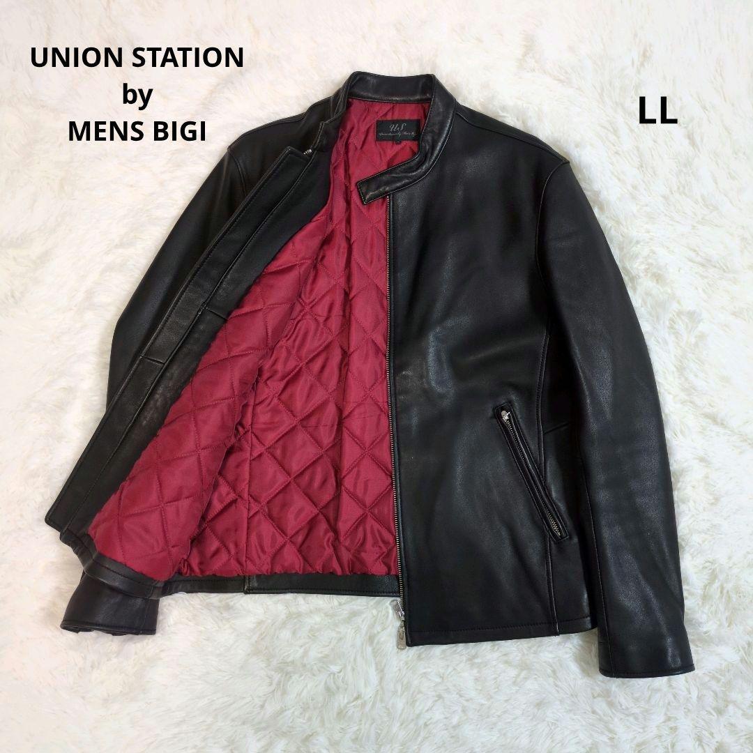 ユニオンステーション　メンズビギ　レザージャケット　羊革　ラムレザー　ブラック ラムレザースタンドカラージャケット｜メンズファッション通販 MEN'S