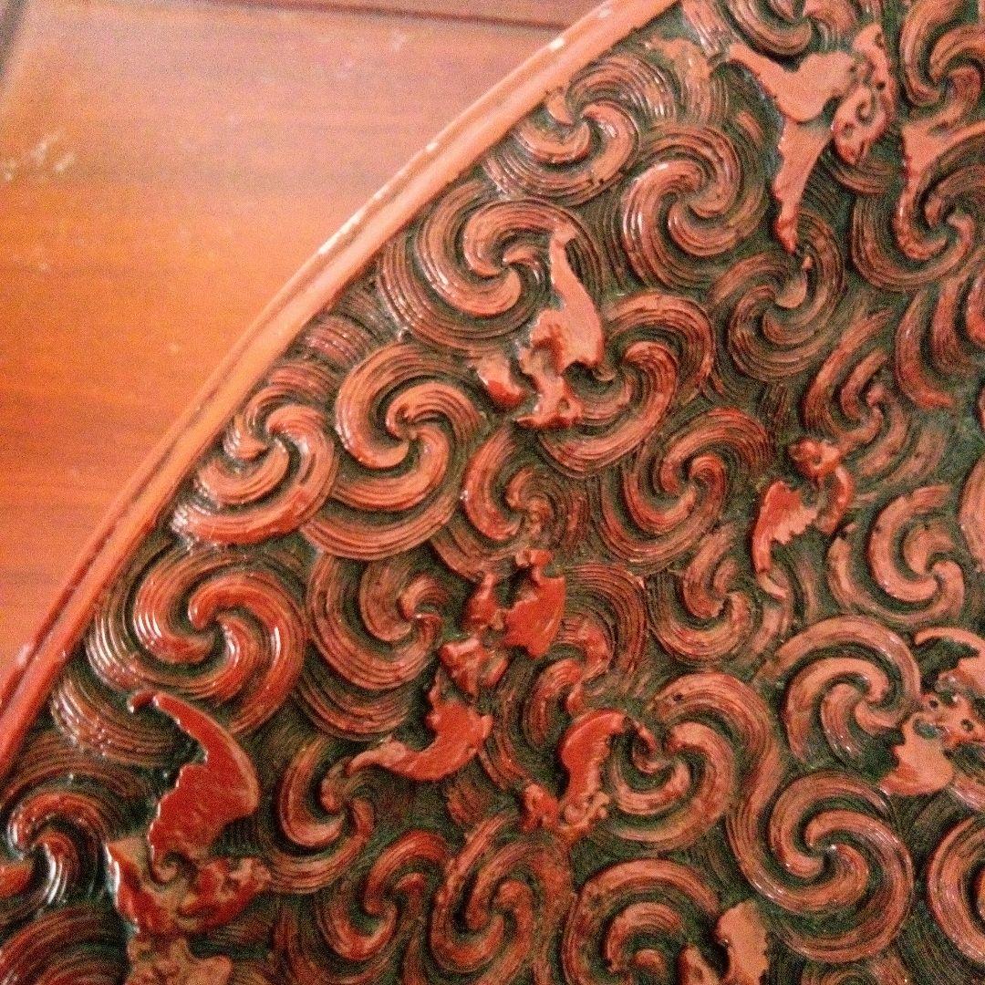 中国古玩 大清乾隆年製 堆朱 菓子鉢 唐草蝙蝠模様 - メルカリ