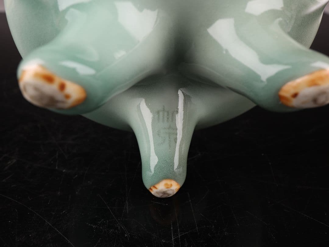 A788傚哥窯青瓷香炉 平安 初代 篩月庵 三浦竹泉造 香道具 共箱