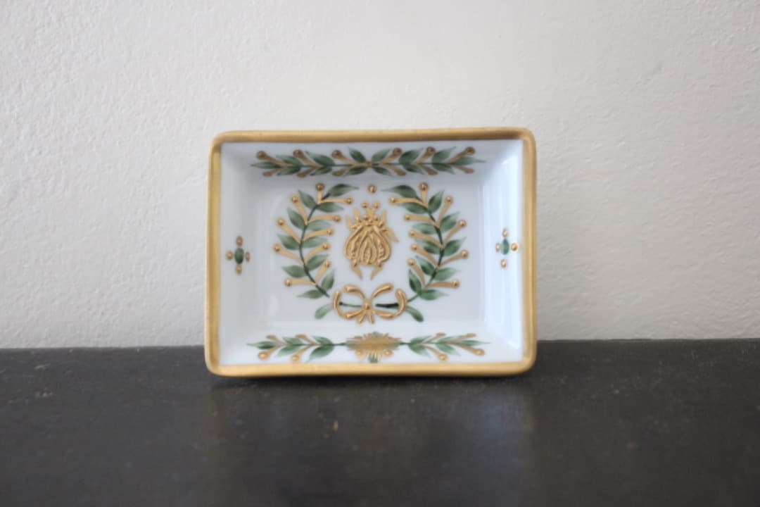 ロールセリニャック　リモージュ　エンパイヤコレクション　金彩葉柄　小皿　スクエア