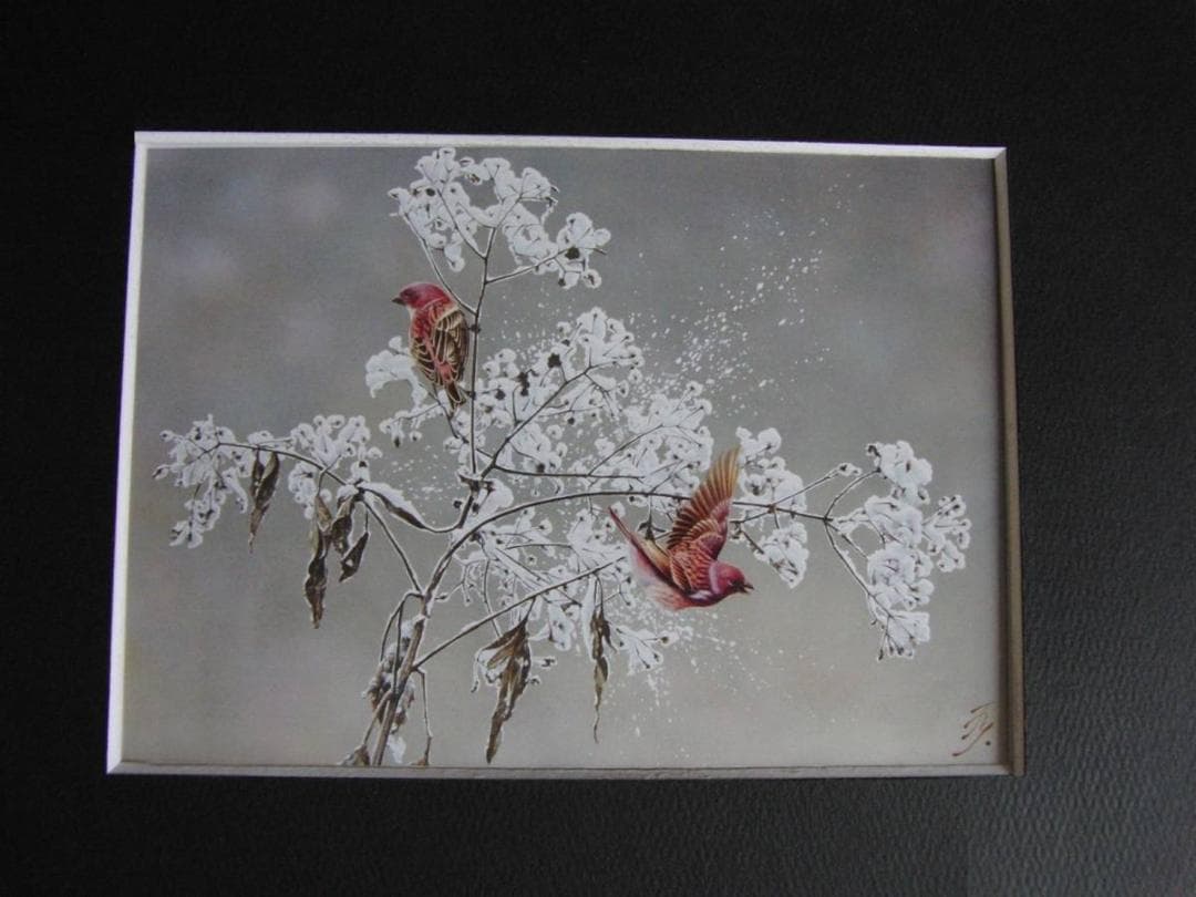 山地司、【初雪の日の朝】、希少な額装用画集より、状態良好、新品額装付