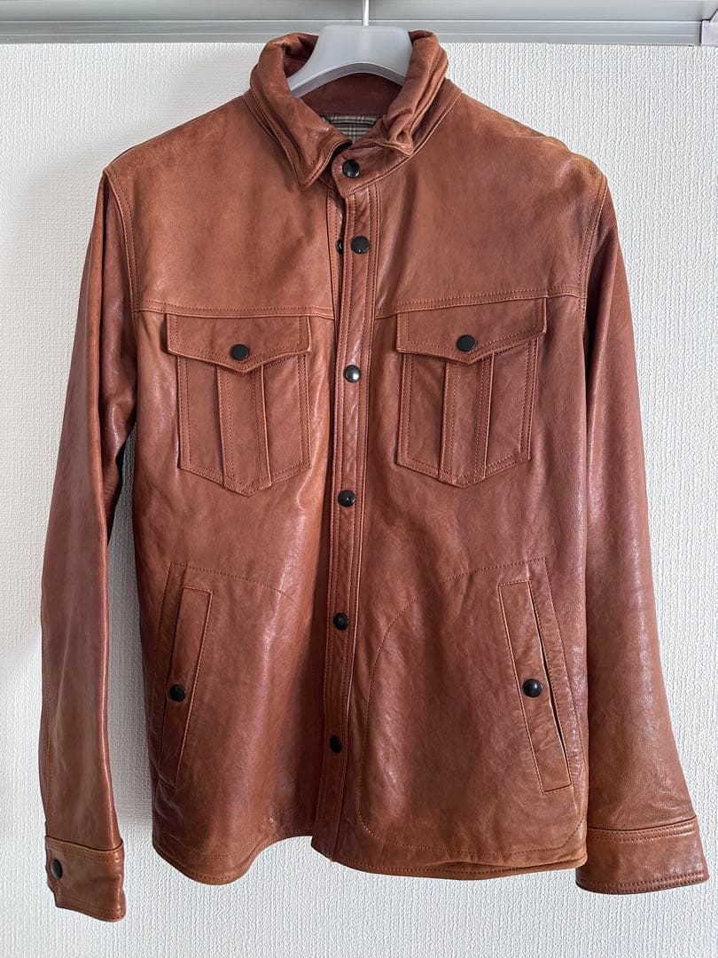 BURBERRY BLACK LABEL 襟付きシングルライダース 革ジャン 中古・古着通販】BURBERRY BLACK LABEL (バーバリーブラックレーベル