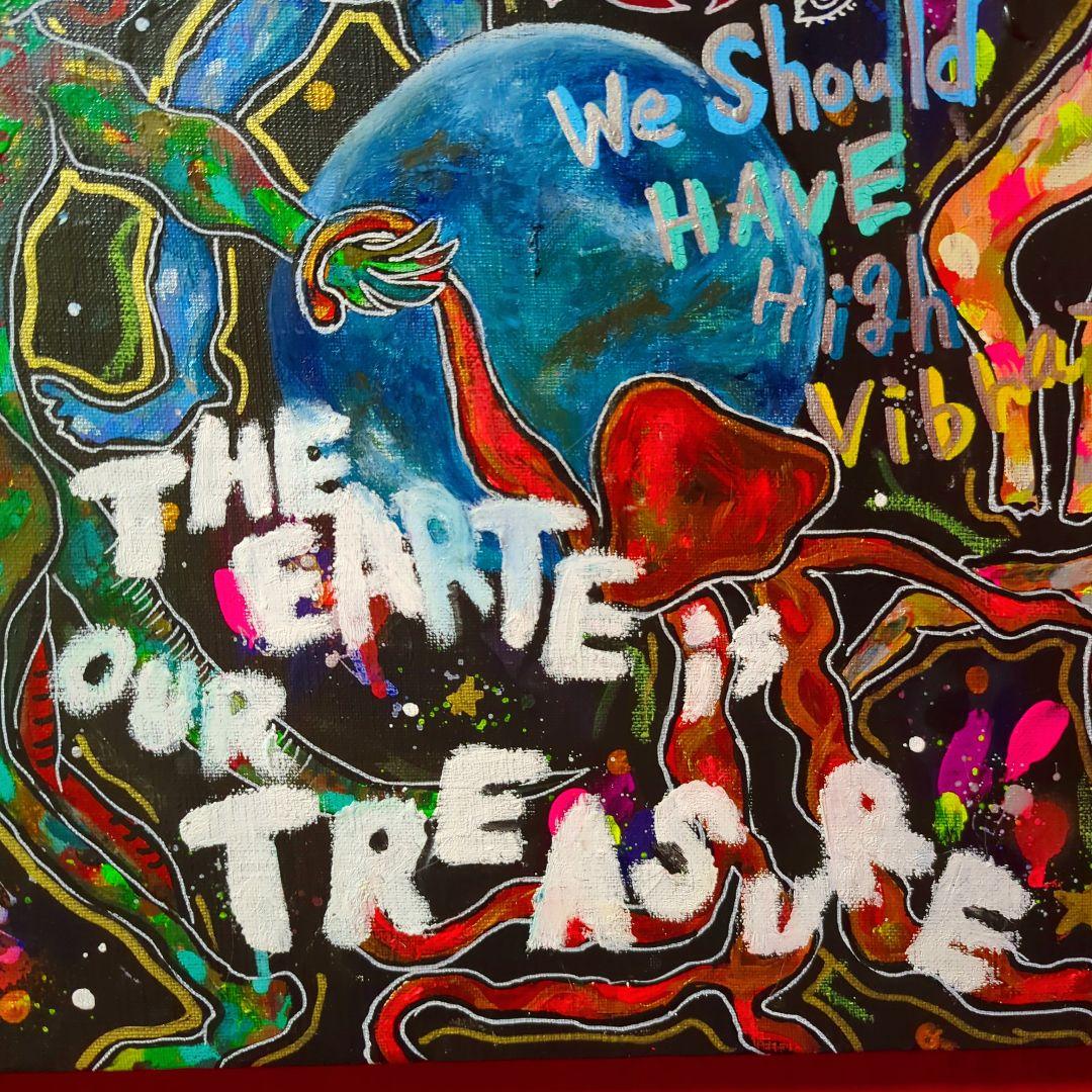 一点物現代アート】宇宙人たちの絵【F8号】