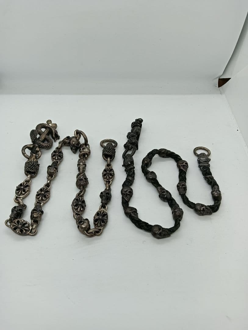 ガボールタイプ ウォレットチェーン 2本セット ウォレット2個付 シルバー925