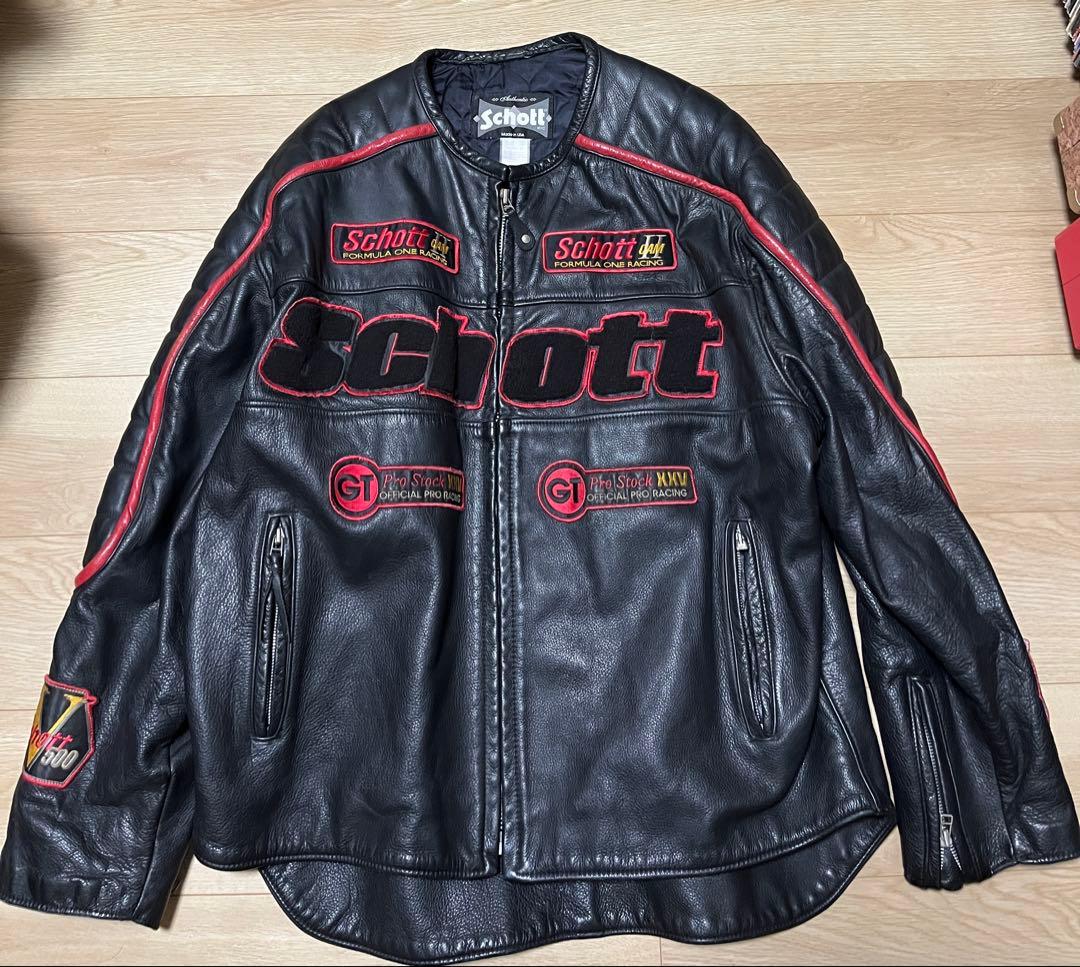 美品 schott レザー ライダースジャケット XXL 黒