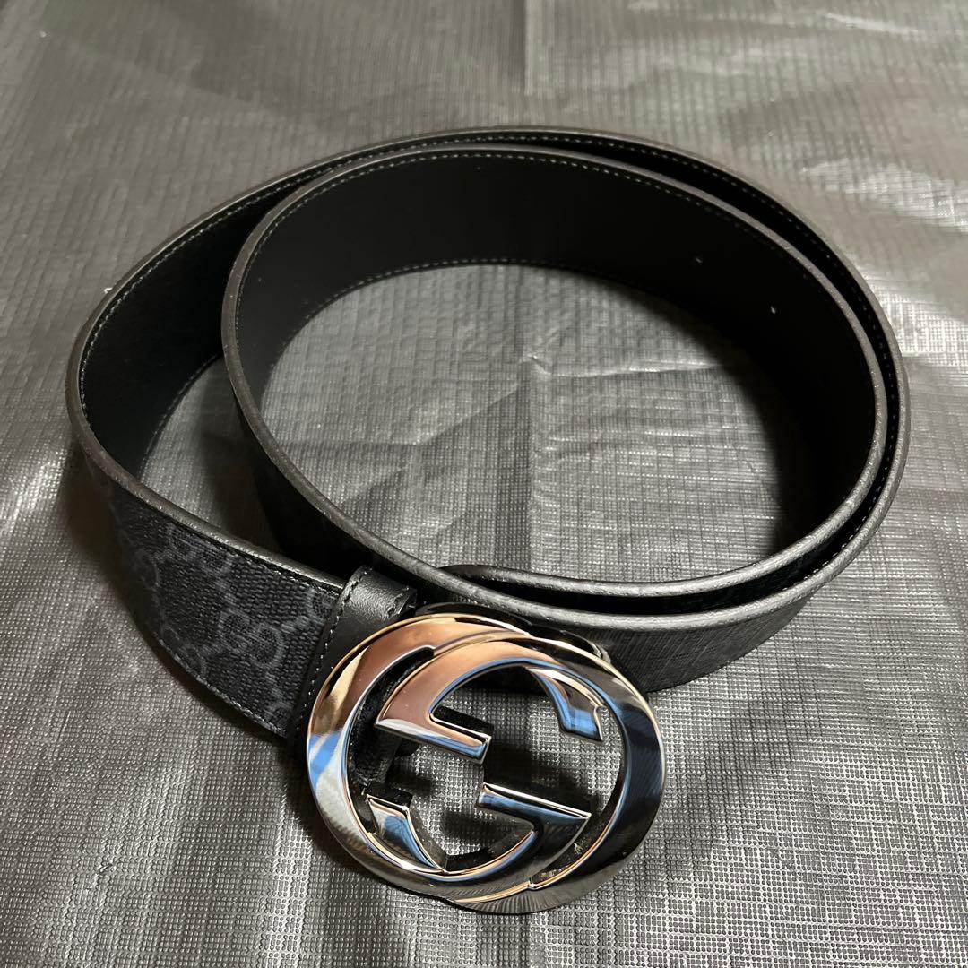 GUCCI ブラックレザーベルト 85
