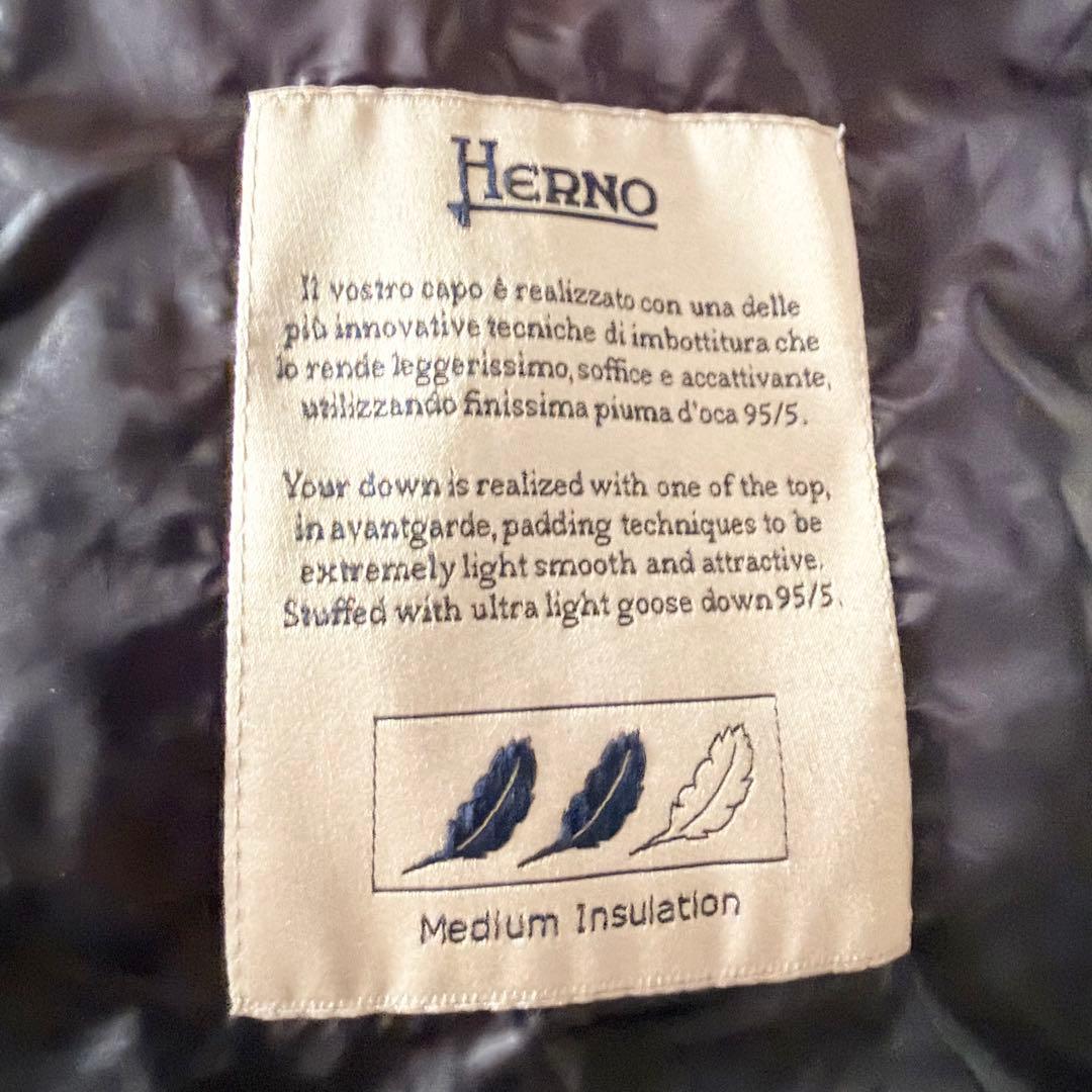6219 美品✨ ヘルノ ハイネックリブダウンコート 44 ブラック 異素材