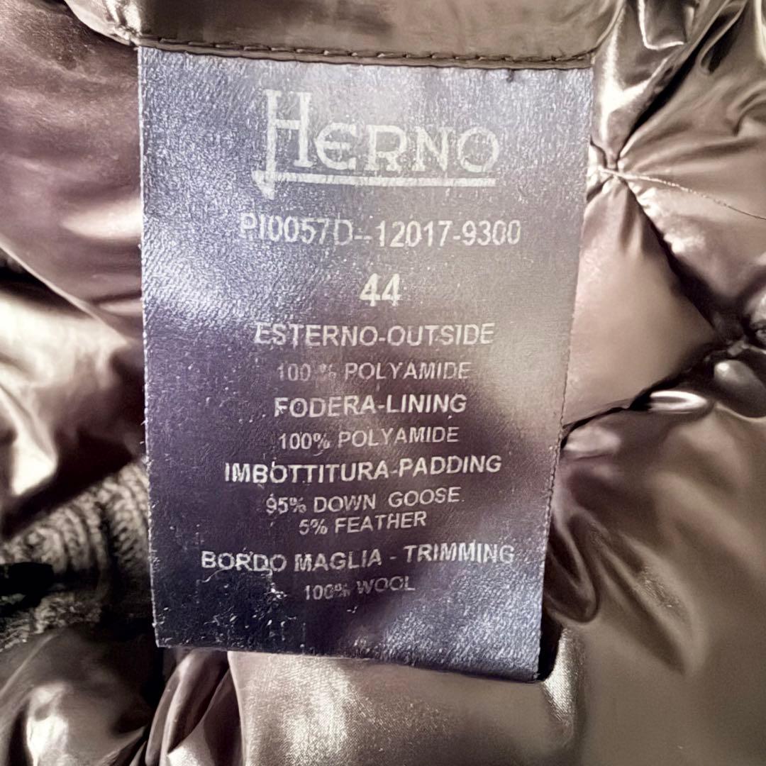 6219 美品✨ ヘルノ ハイネックリブダウンコート 44 ブラック 異素材