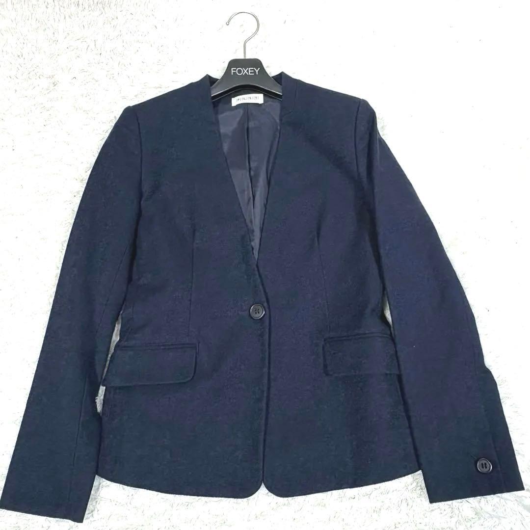 PLST ノーカラージャケット パンツスーツ セットアップ グレー - メルカリ