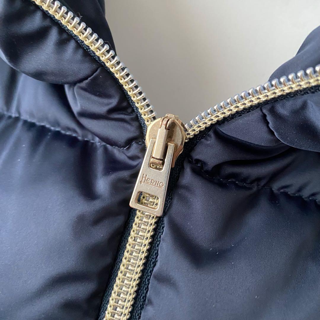 極美品】 ヘルノ ダウンジャケット 2way フード着脱 ネイビー 40
