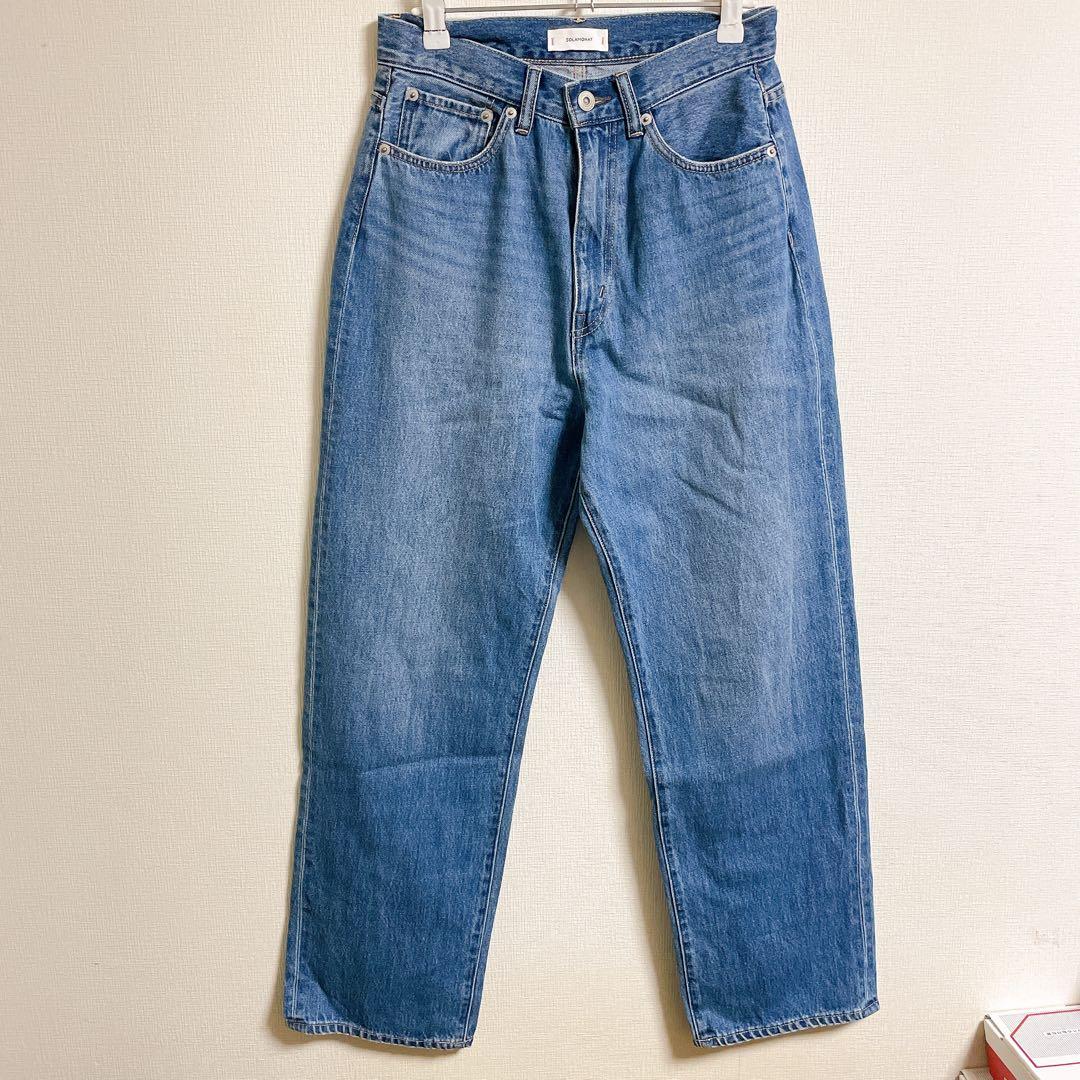 SOLAMONAT 5Pストレートデニムパンツ 2024 ハイウエストジーンズ