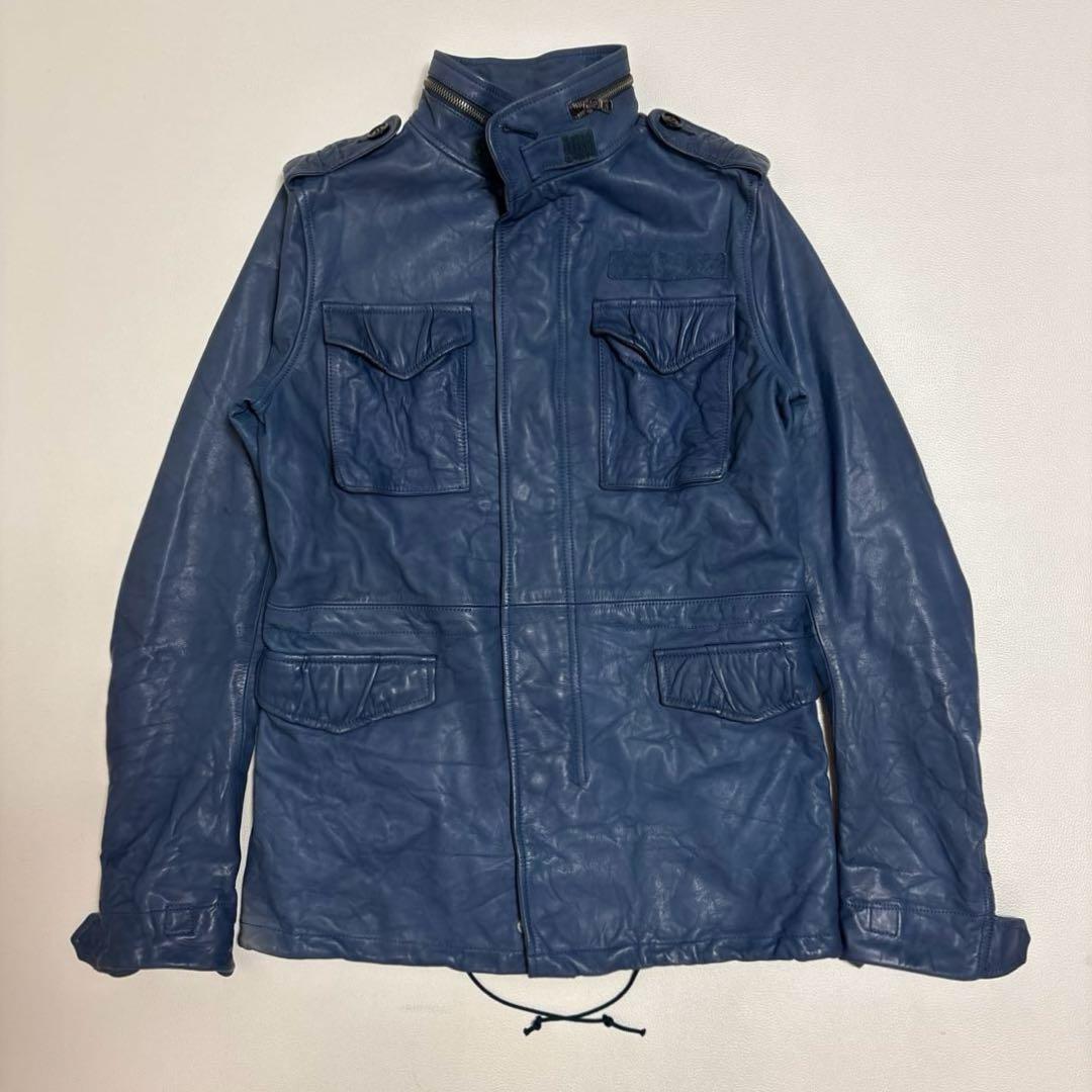 AZ by junhashimoto M-65レザージャケット ブルー