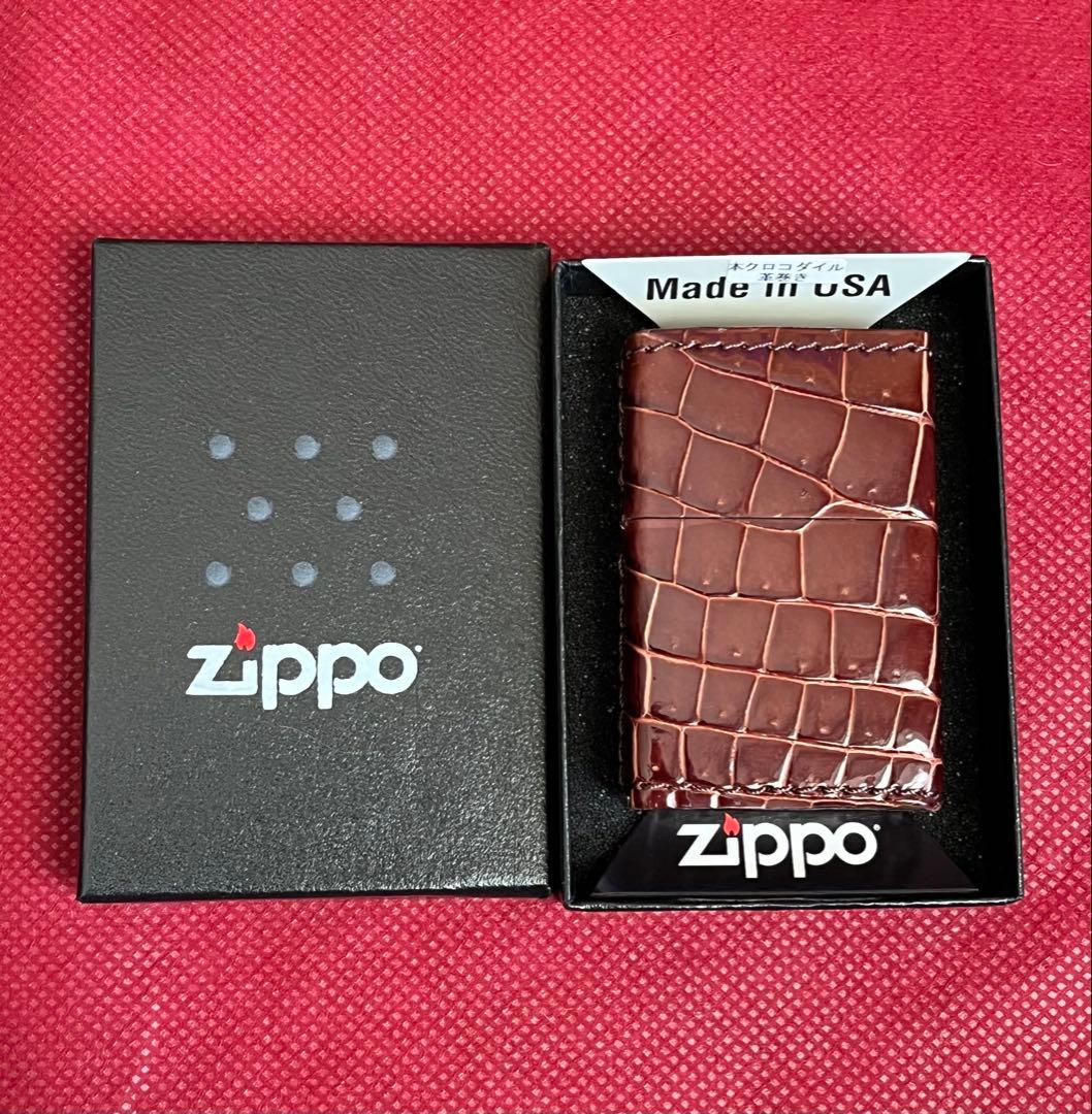 ラスト１個半額！ZIPPO 本革クロコダイル ブラウン　未使用