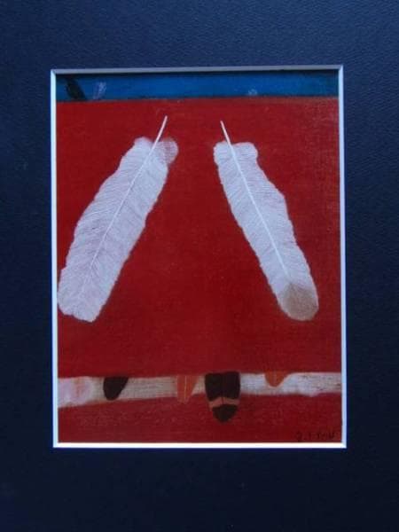 伊藤　久三郎、2枚の羽根、額装用画集より、新品額装付、状態良好