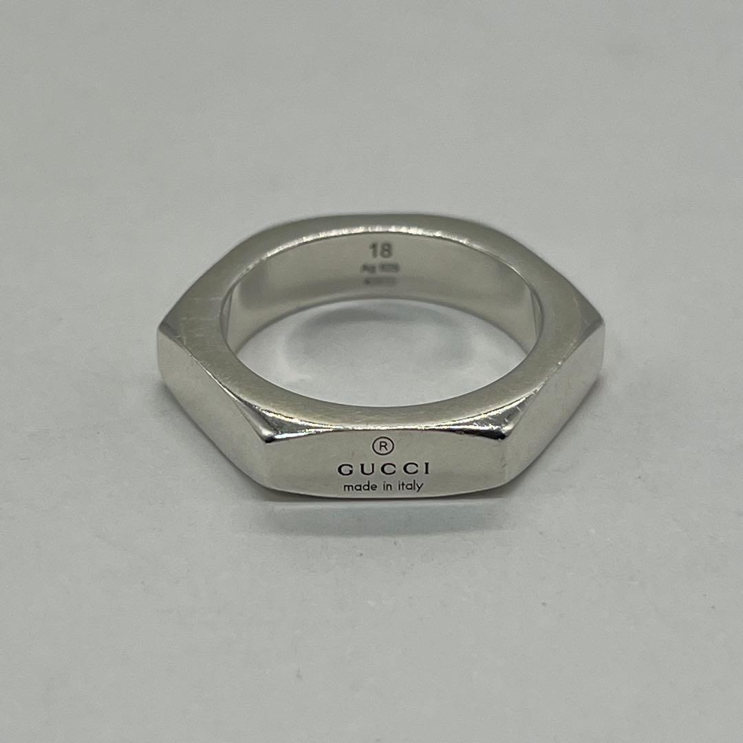 グッチ GUCCI ロゴ ヘキサゴン リング 表記サイズ18 Ag925