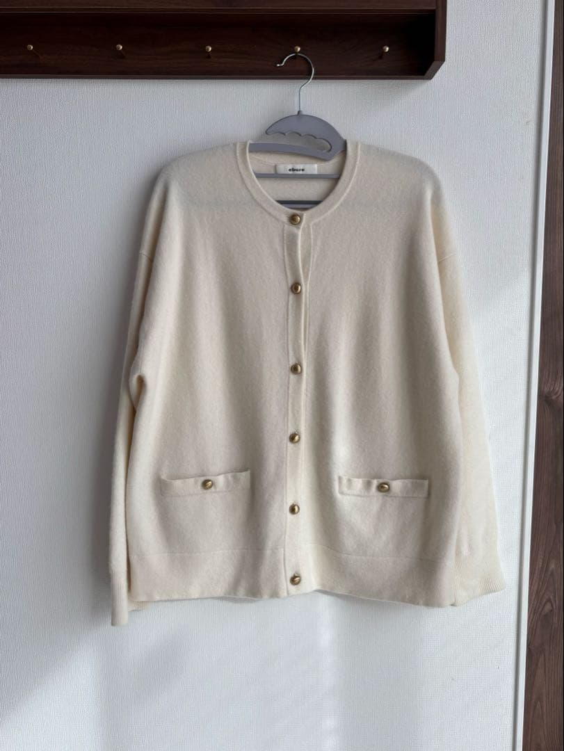 エブール ebure★メタルパーツカシミアクールネックニットカーディガン