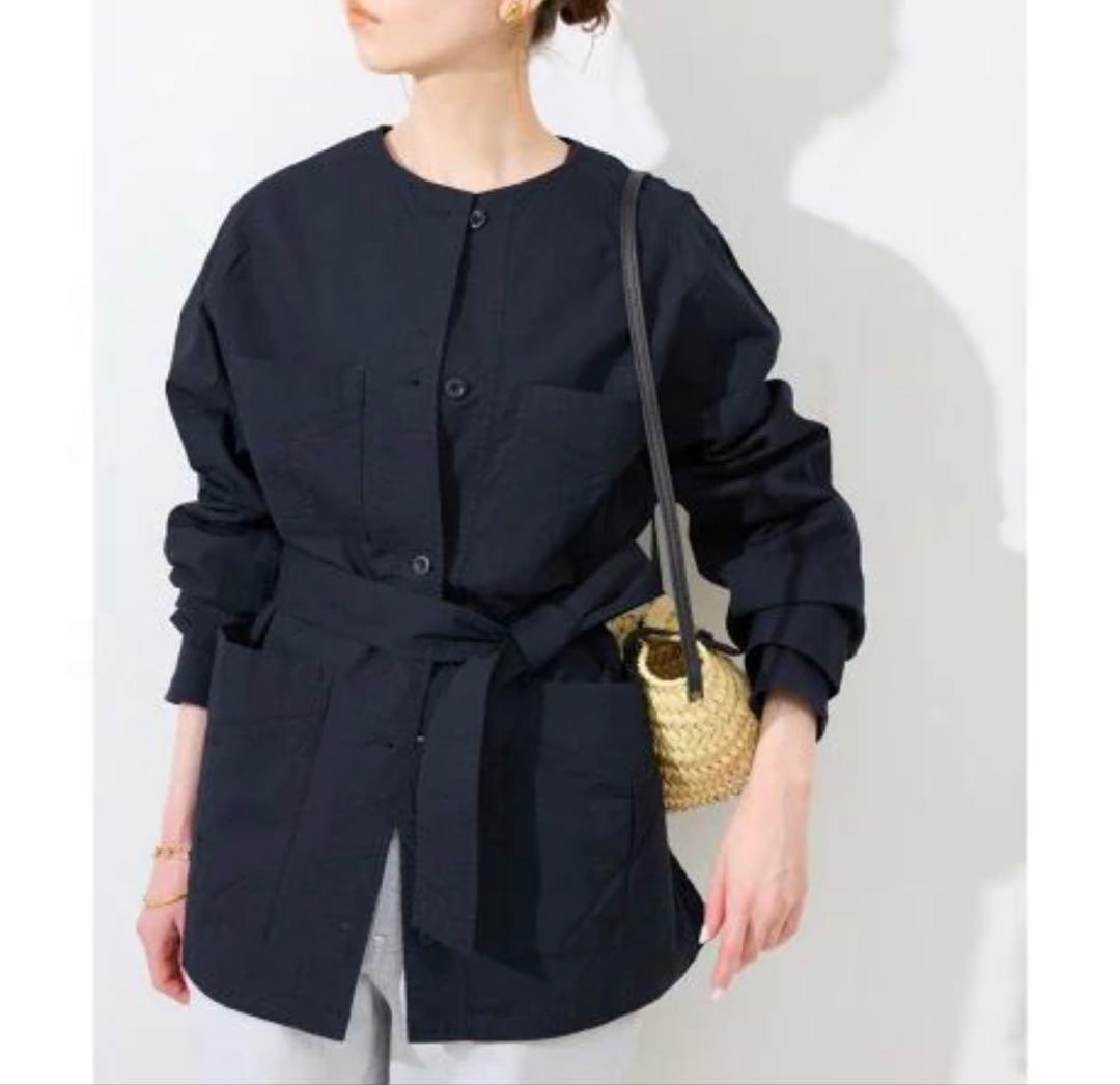 ノーカラーサファリブルゾン　スローブイエナ