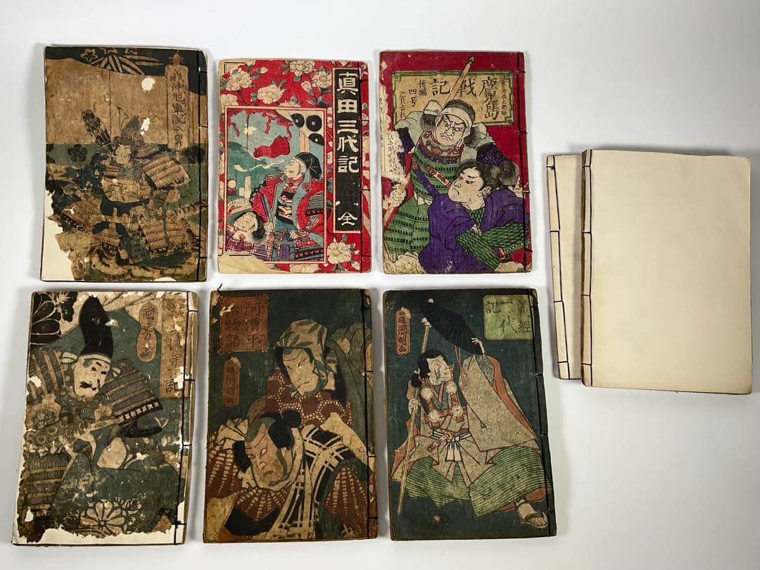 木版画　義仲旭軍配　義経一代記　楠二代軍記　鹿児島戦記　阿漕平治物語　他計８冊