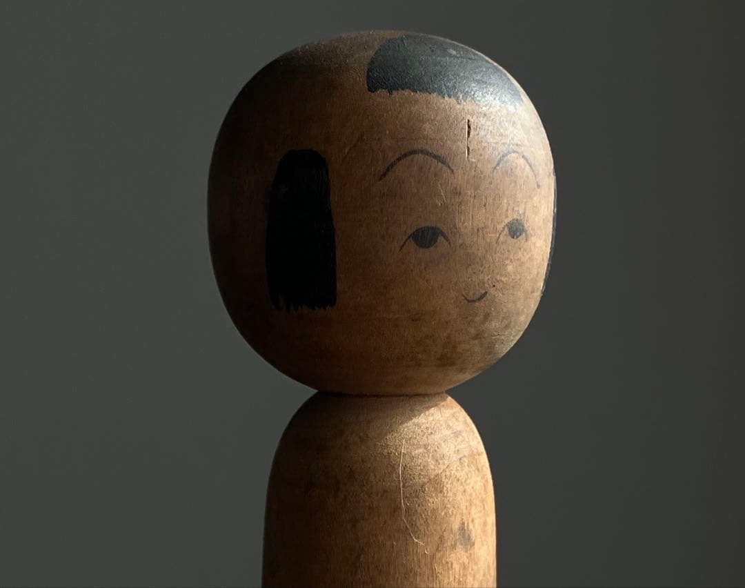 【無銘の古作こけし 大正〜昭和初期頃約13㎝】民藝工芸手挽きコケシ芸術デザイン