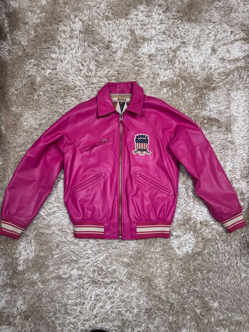 AVIREX ピンク レザージャケット USA