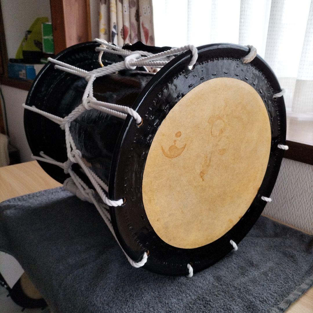 担ぎ太鼓 1.2尺　締太鼓　和太鼓 　天然皮革　ストラップ付き中古品⑦