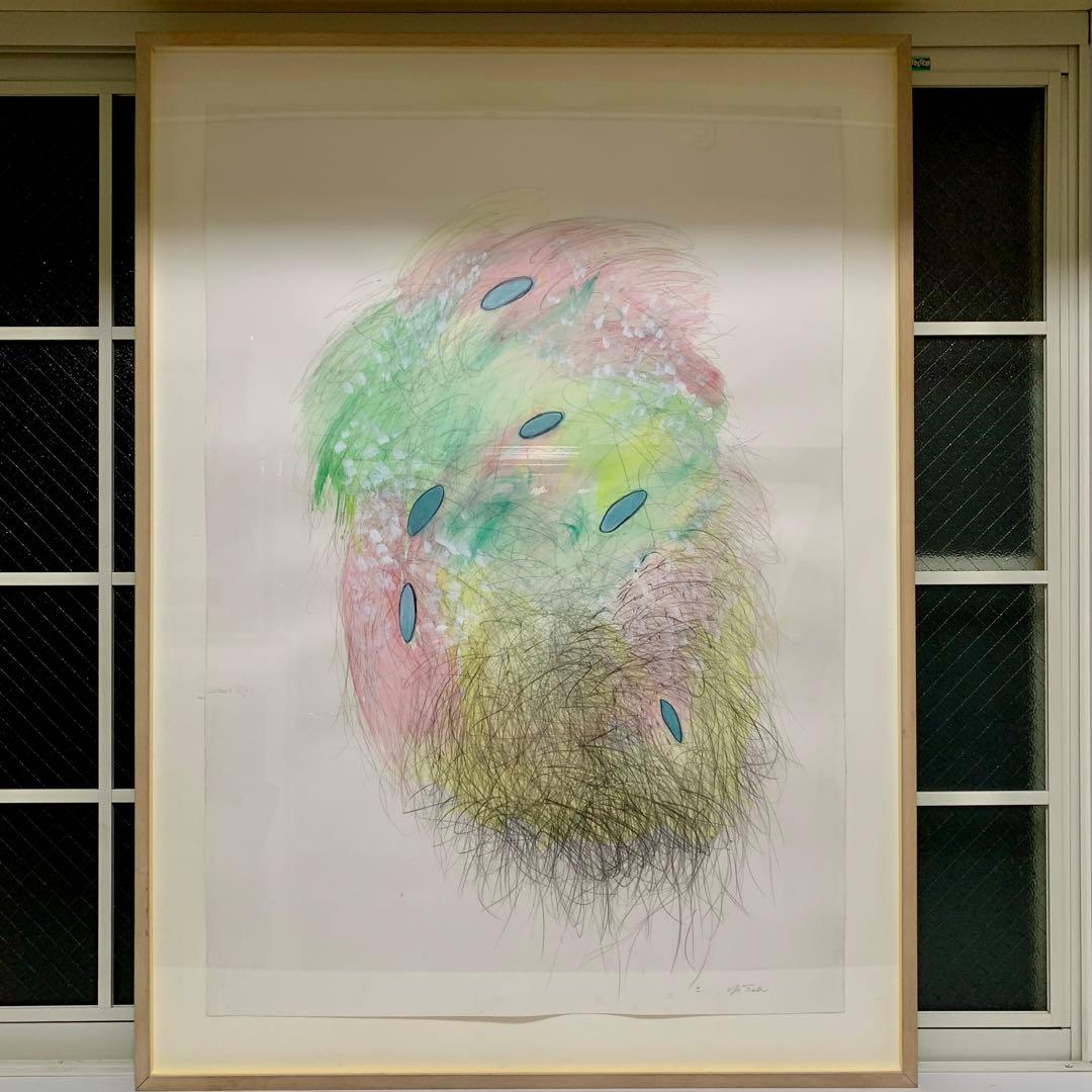 ✨ 抽象的な水彩+鉛筆画 フレーム付き