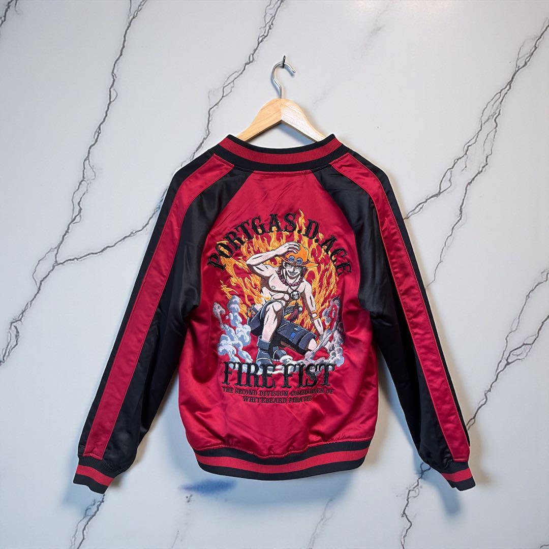 ナ*レ様 新品未使用タグ付き　刺繍 スカジャン ワンピース アニメ グッズ　火拳 Sサイズ]ワンピース 火拳のエーススカジャン刺繍リバーシブル