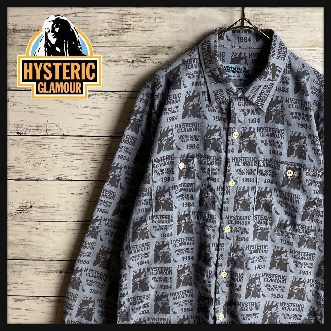 2902【人気モデル】ヒステリックグラマー☆豪華ヒスガール ロゴ満載 長袖シャツ