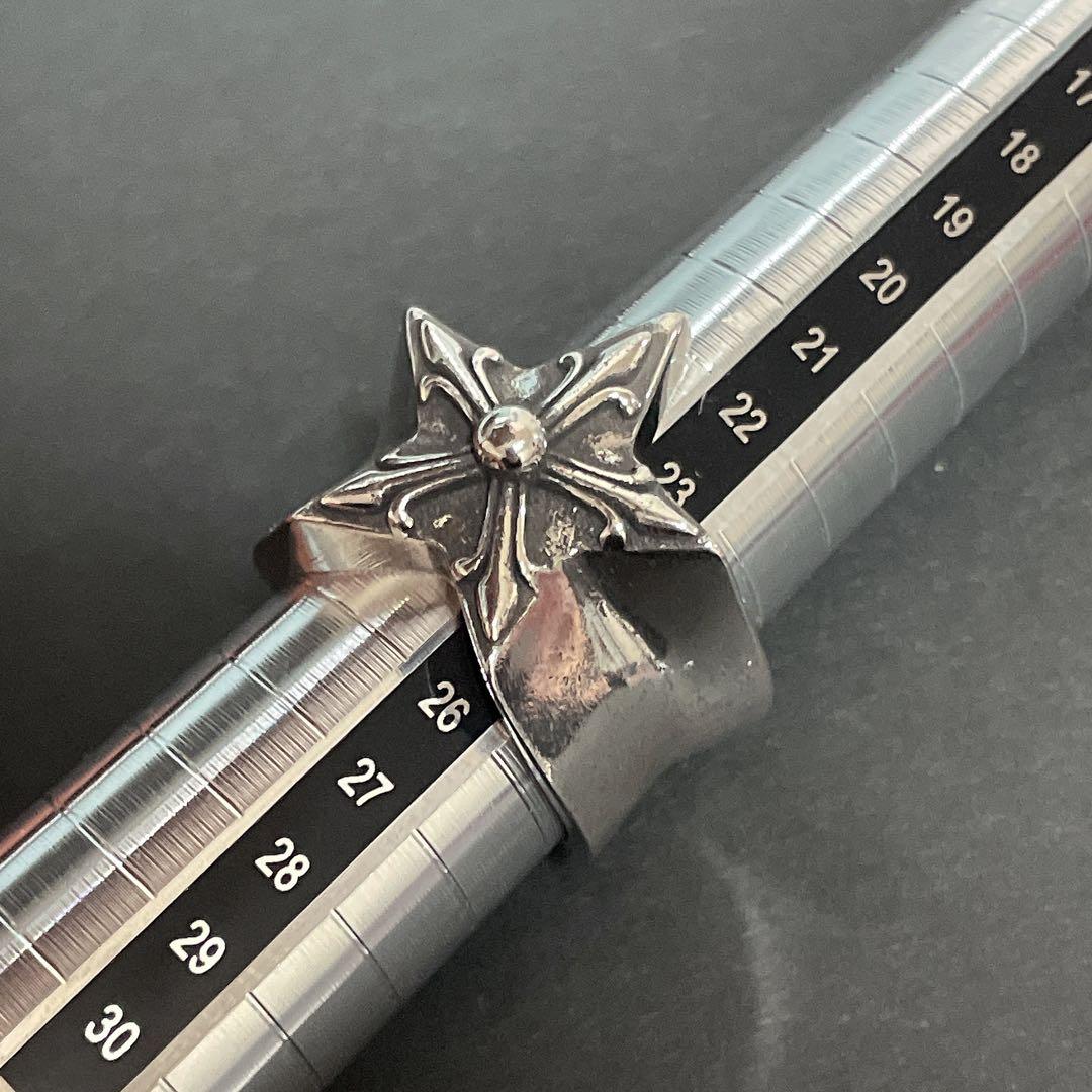 ノーブランド クロス 五芒星 指輪 リング silver925 24.5号